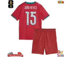 Portugal Joao Neves #15 Replica Home Stadium Kit for Kids World Cup 2026 Short Sleeve (+ pants)